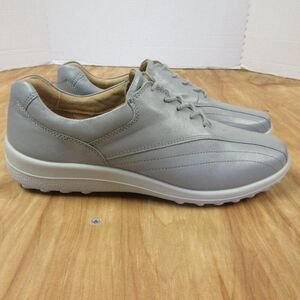HOTTER Tone II Lace-Up Grey Shoes Sz 10 EEE Gray Leather Sneakers UK England NEW